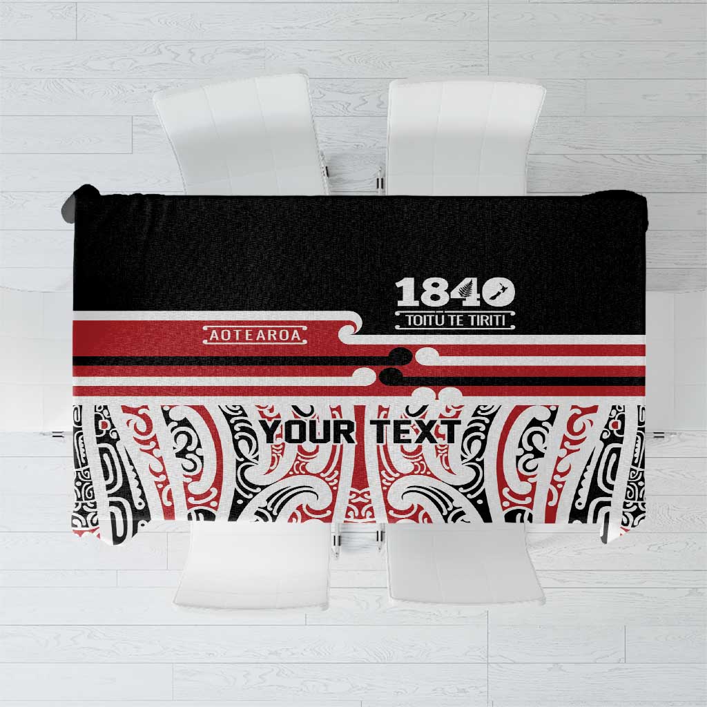 Personalised Toitu Te Tiriti Aotearoa 1840 Tablecloth Red Kowhaiwhai Puhoro - Aussie Hoodie