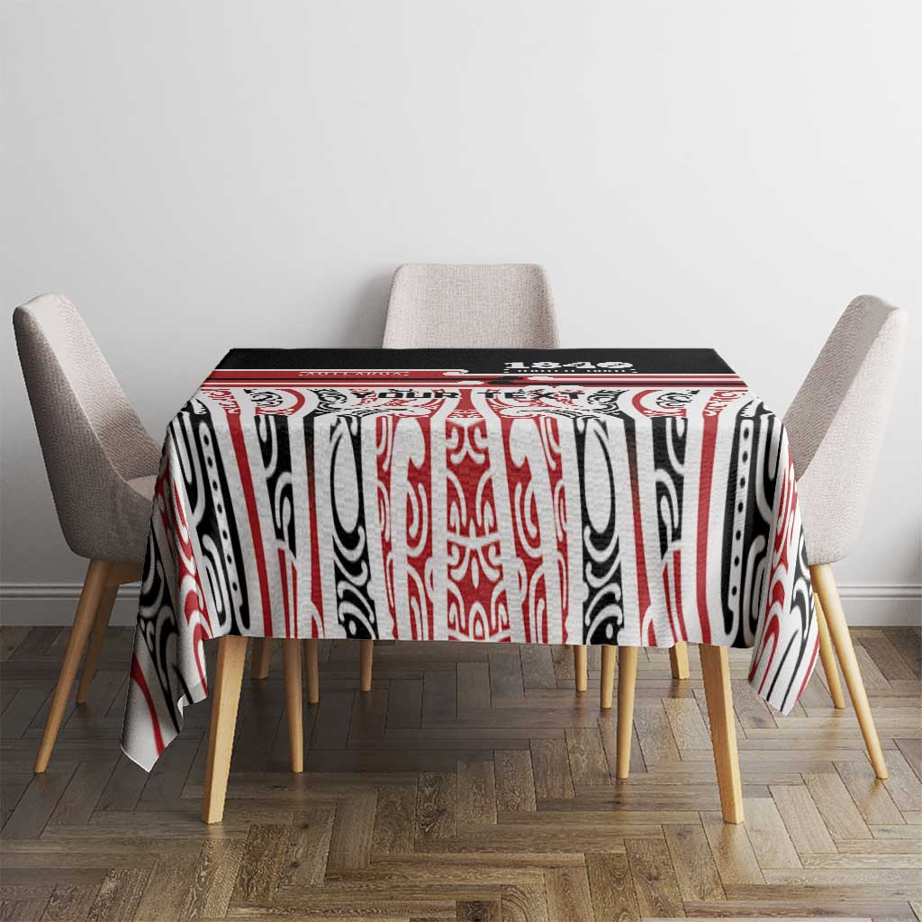 Personalised Toitu Te Tiriti Aotearoa 1840 Tablecloth Red Kowhaiwhai Puhoro - Aussie Hoodie