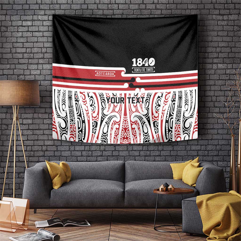 Personalised Toitu Te Tiriti Aotearoa 1840 Tapestry Red Kowhaiwhai Puhoro - Aussie Hoodie