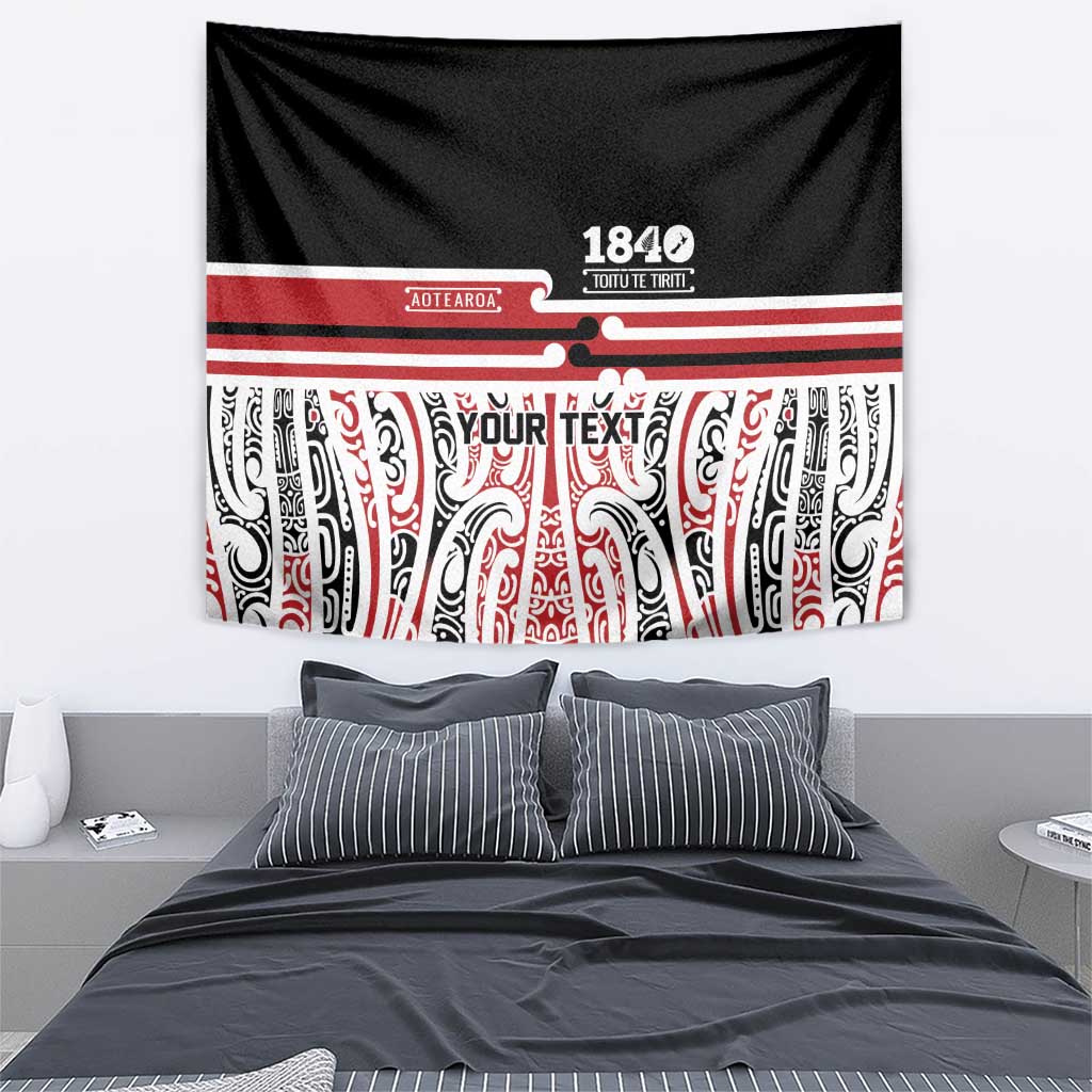 Personalised Toitu Te Tiriti Aotearoa 1840 Tapestry Red Kowhaiwhai Puhoro - Aussie Hoodie