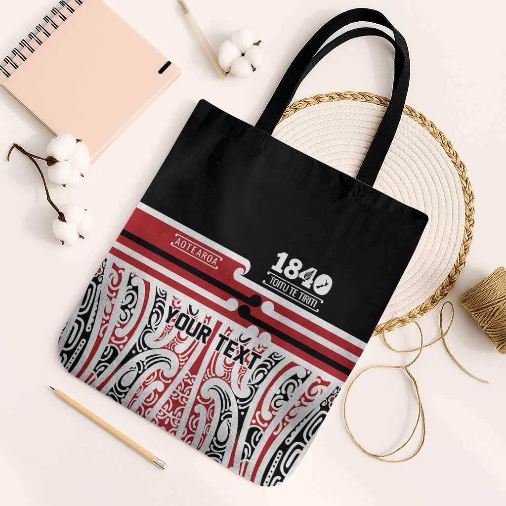 Personalised Toitu Te Tiriti Aotearoa 1840 Tote Bag Red Kowhaiwhai Puhoro - Aussie Hoodie