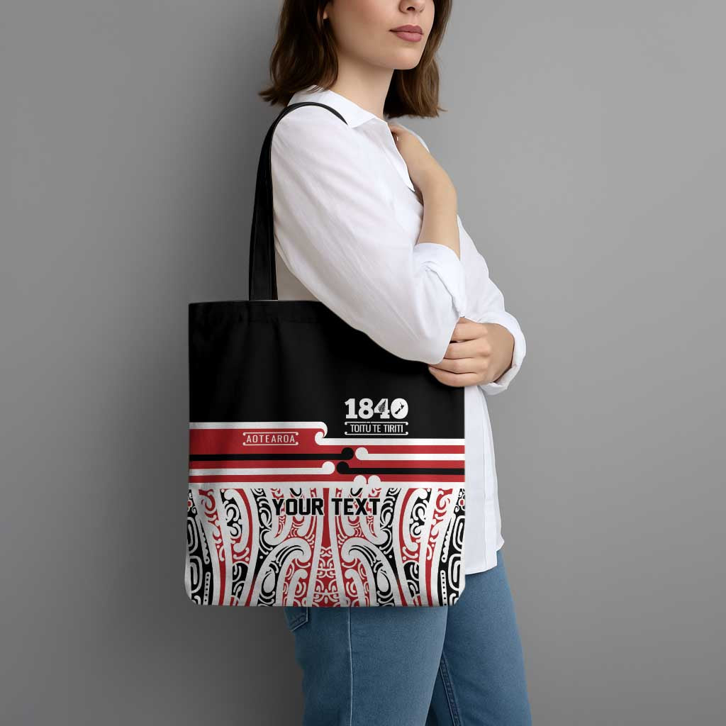 Personalised Toitu Te Tiriti Aotearoa 1840 Tote Bag Red Kowhaiwhai Puhoro - Aussie Hoodie