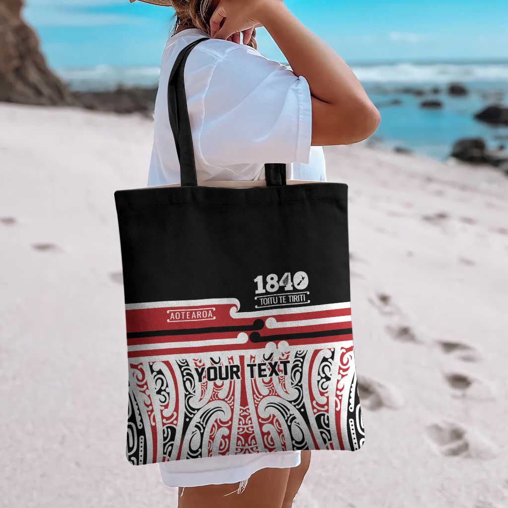 Personalised Toitu Te Tiriti Aotearoa 1840 Tote Bag Red Kowhaiwhai Puhoro - Aussie Hoodie