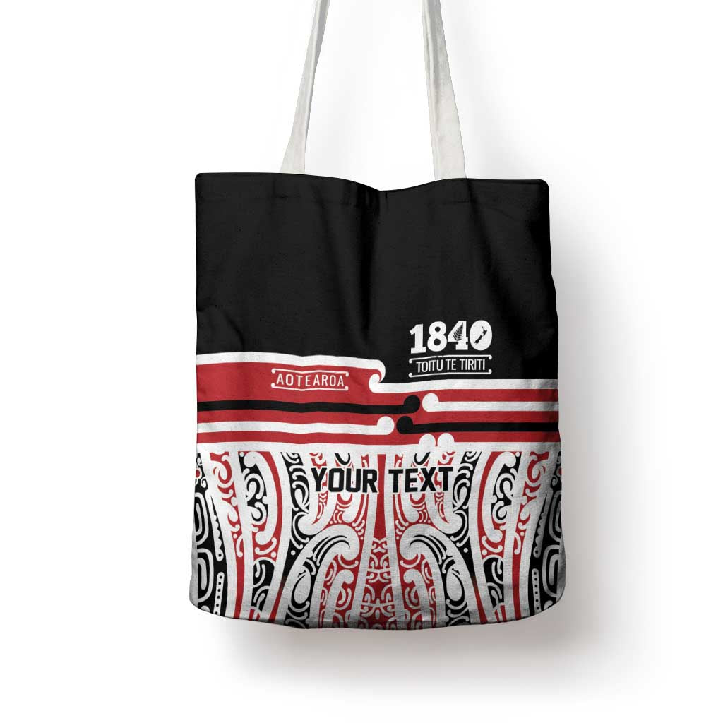 Personalised Toitu Te Tiriti Aotearoa 1840 Tote Bag Red Kowhaiwhai Puhoro - Aussie Hoodie
