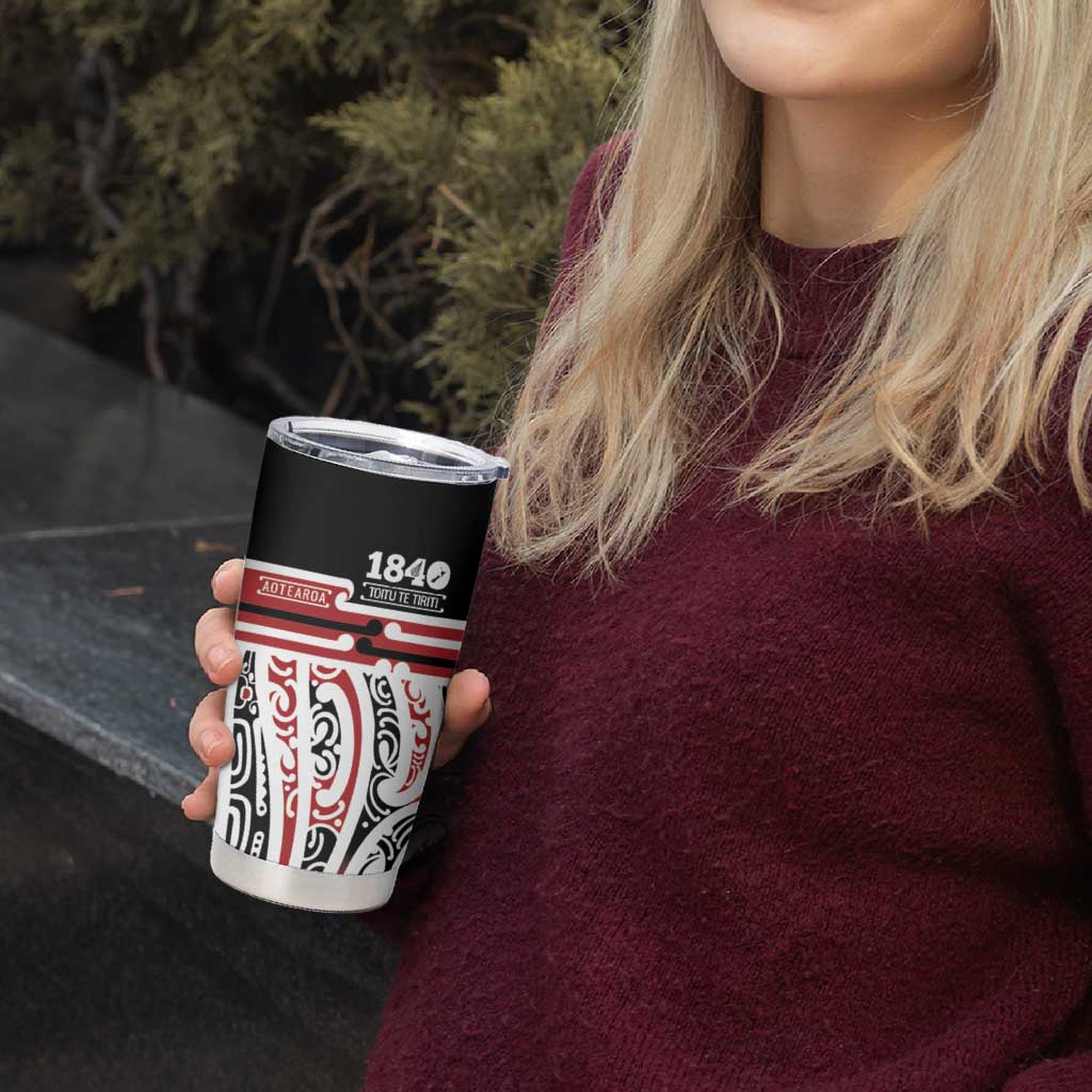 Personalised Toitu Te Tiriti Aotearoa 1840 Tumbler Cup Red Kowhaiwhai Puhoro - Aussie Hoodie