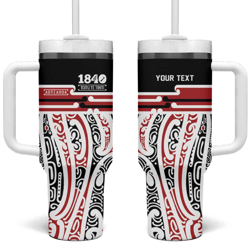 Personalised Toitu Te Tiriti Aotearoa 1840 Tumbler With Handle Red Kowhaiwhai Puhoro - Aussie Hoodie