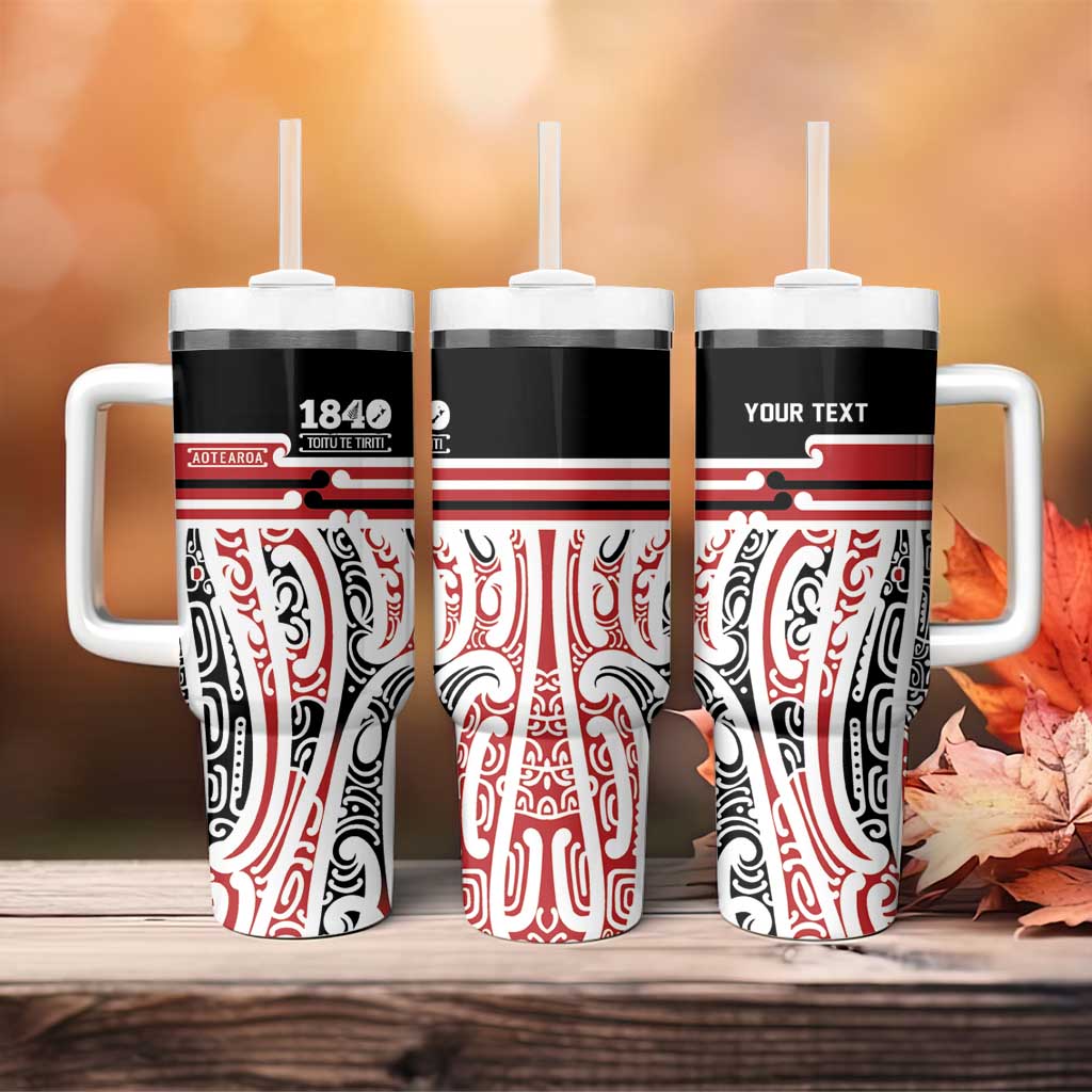 Personalised Toitu Te Tiriti Aotearoa 1840 Tumbler With Handle Red Kowhaiwhai Puhoro - Aussie Hoodie