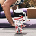 Personalised Toitu Te Tiriti Aotearoa 1840 Tumbler With Handle Red Kowhaiwhai Puhoro - Aussie Hoodie