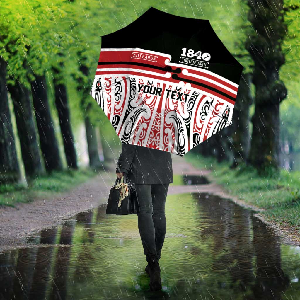 Personalised Toitu Te Tiriti Aotearoa 1840 Umbrella Red Kowhaiwhai Puhoro - Aussie Hoodie