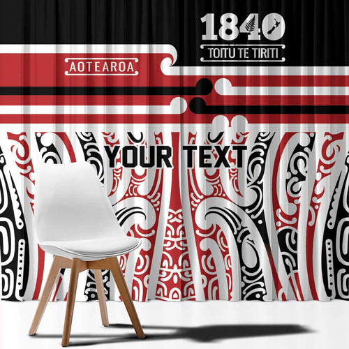 Personalised Toitu Te Tiriti Aotearoa 1840 Window Curtain Red Kowhaiwhai Puhoro - Aussie Hoodie