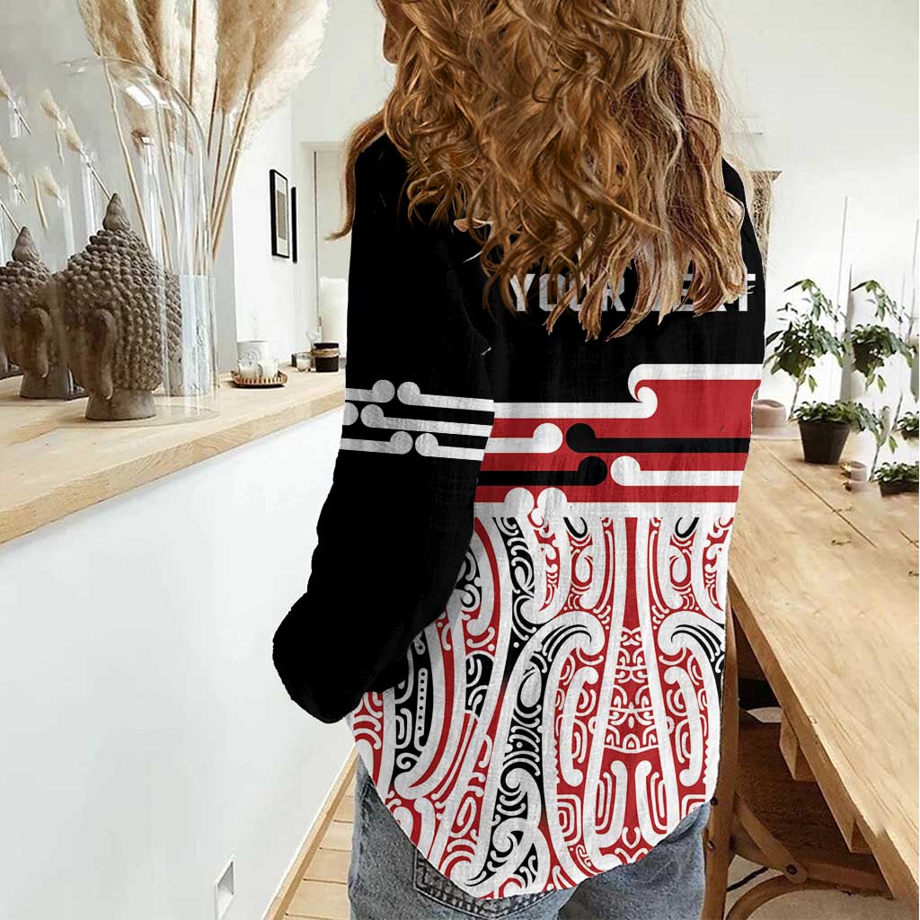 Personalised Toitu Te Tiriti Aotearoa 1840 Women Casual Shirt Red Kowhaiwhai Puhoro - Aussie Hoodie