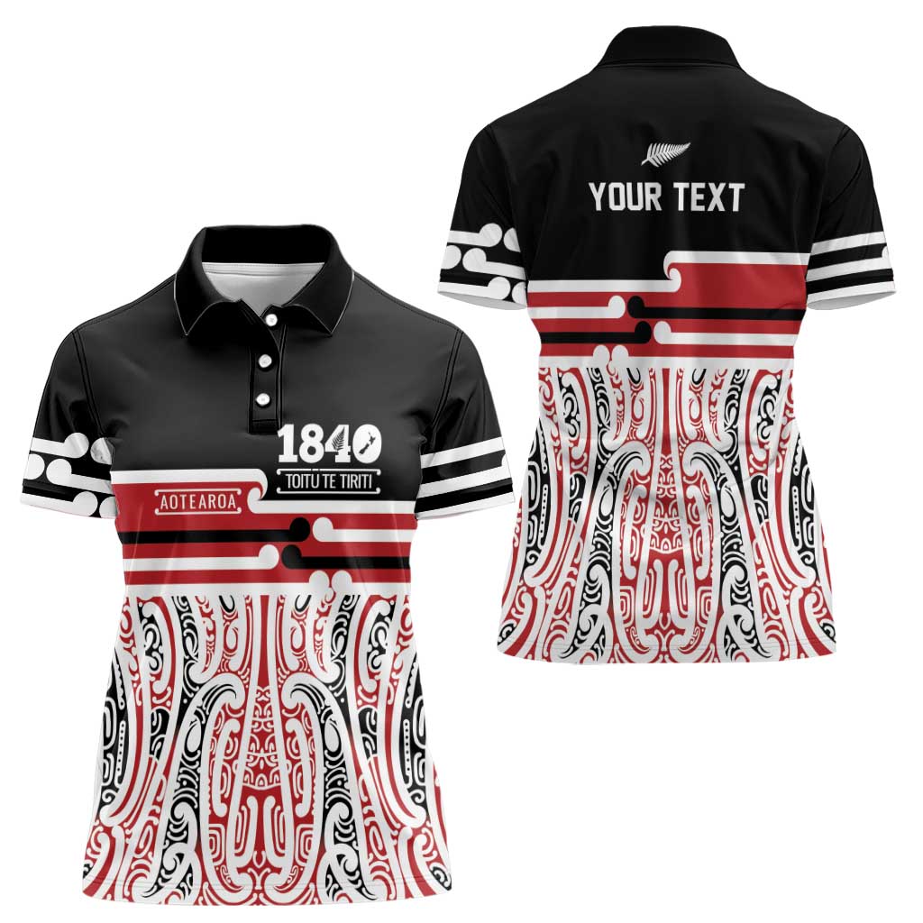 Personalised Toitu Te Tiriti Aotearoa 1840 Women Polo Shirt Red Kowhaiwhai Puhoro - Aussie Hoodie