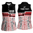 Personalised Toitu Te Tiriti Aotearoa 1840 Women Sleeveless Polo Shirt Red Kowhaiwhai Puhoro - Aussie Hoodie