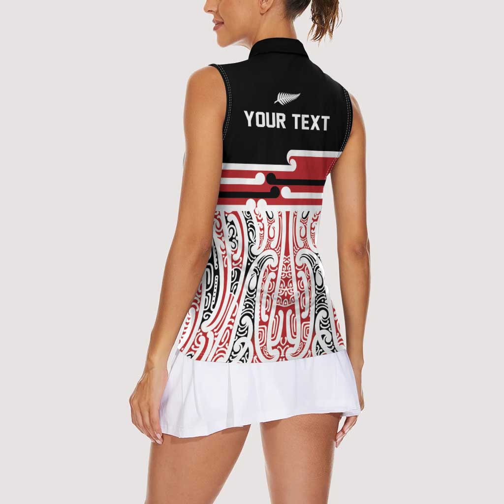 Personalised Toitu Te Tiriti Aotearoa 1840 Women Sleeveless Polo Shirt Red Kowhaiwhai Puhoro - Aussie Hoodie