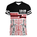 Personalised Toitu Te Tiriti Aotearoa 1840 Women V-Neck T-Shirt Red Kowhaiwhai Puhoro - Aussie Hoodie