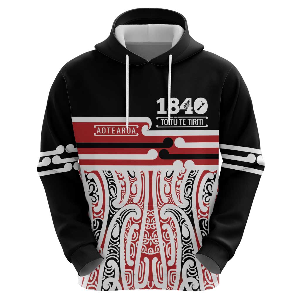 Personalised Toitu Te Tiriti Aotearoa 1840 Zip Hoodie Red Kowhaiwhai Puhoro - Aussie Hoodie