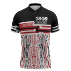 Personalised Toitu Te Tiriti Aotearoa 1840 Zipper Polo Shirt Red Kowhaiwhai Puhoro - Aussie Hoodie