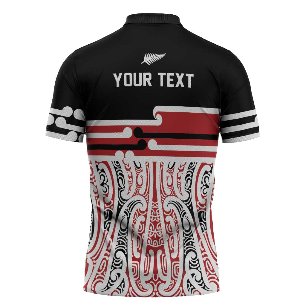 Personalised Toitu Te Tiriti Aotearoa 1840 Zipper Polo Shirt Red Kowhaiwhai Puhoro - Aussie Hoodie