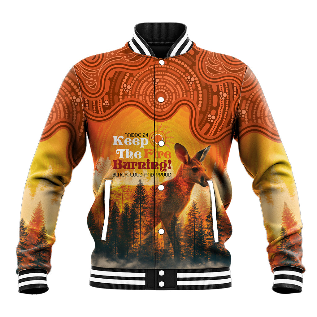 Australian Kangaroo Forests NAIDOC 2024 Baseball Jacket Aboriginal Art Style