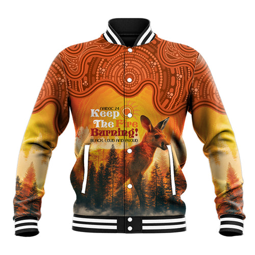 Australian Kangaroo Forests NAIDOC 2024 Baseball Jacket Aboriginal Art Style