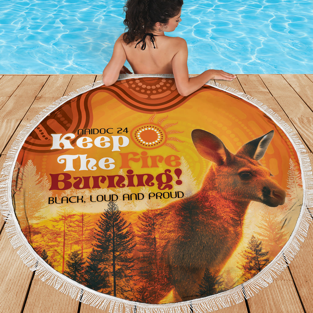 Australian Kangaroo Forests NAIDOC 2024 Beach Blanket Aboriginal Art Style