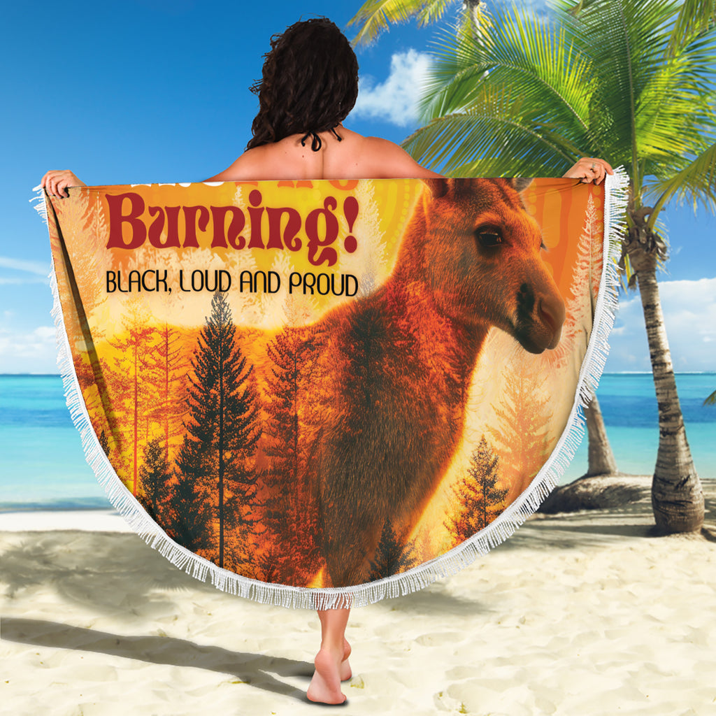 Australian Kangaroo Forests NAIDOC 2024 Beach Blanket Aboriginal Art Style