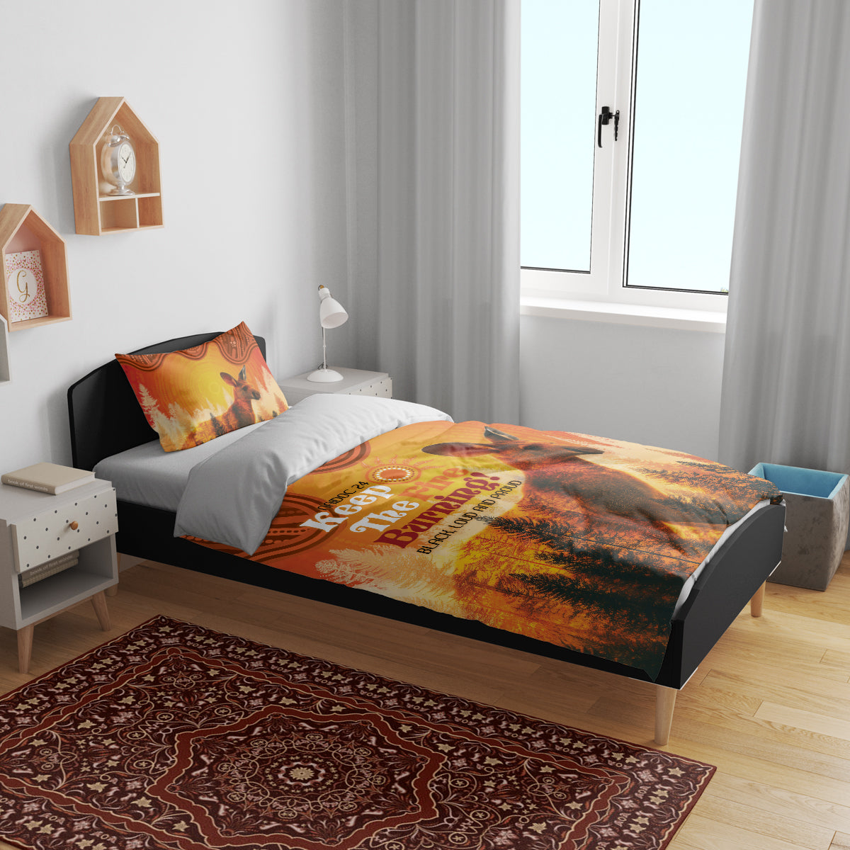 Australian Kangaroo Forests NAIDOC 2024 Bedding Set Aboriginal Art Style