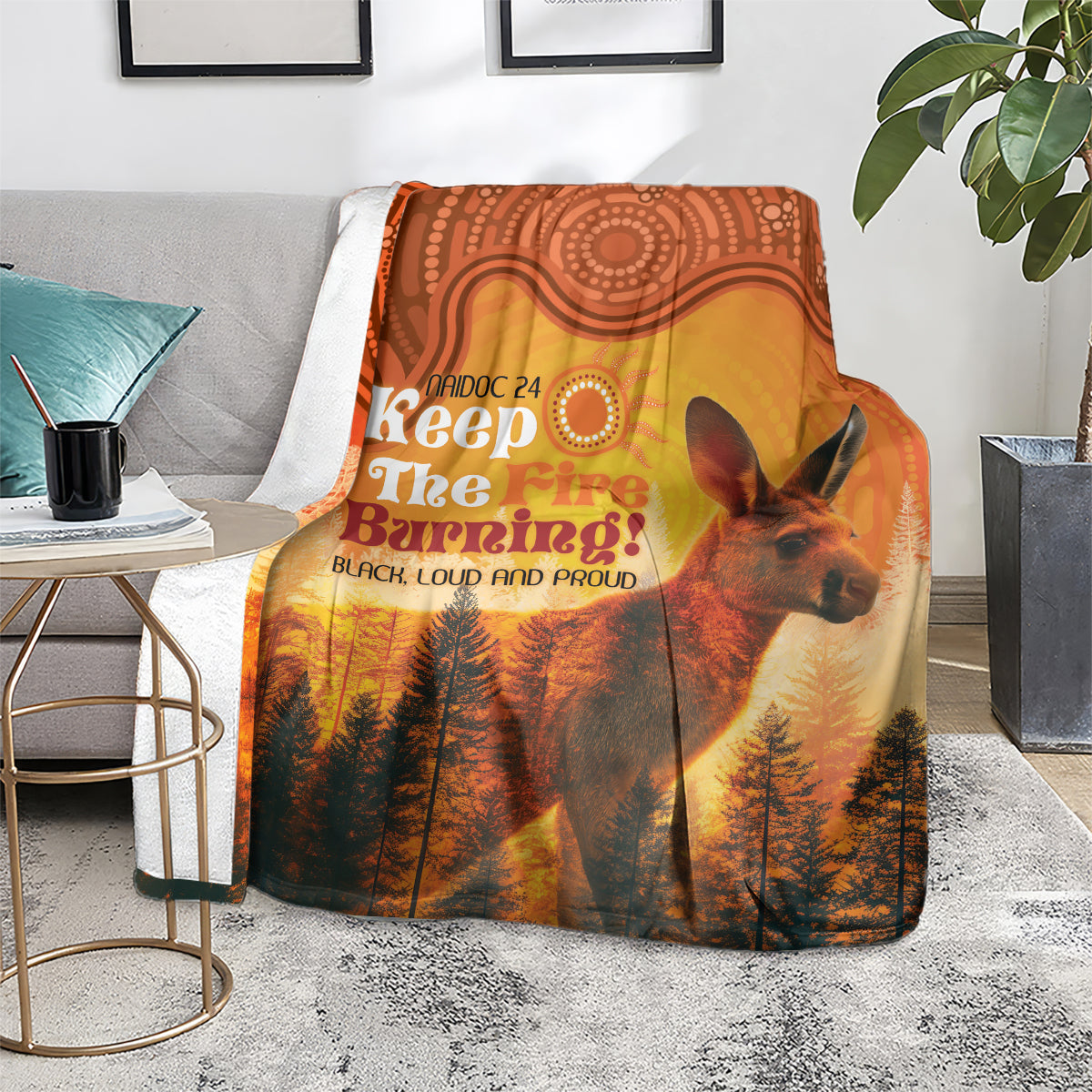 Australian Kangaroo Forests NAIDOC 2024 Blanket Aboriginal Art Style