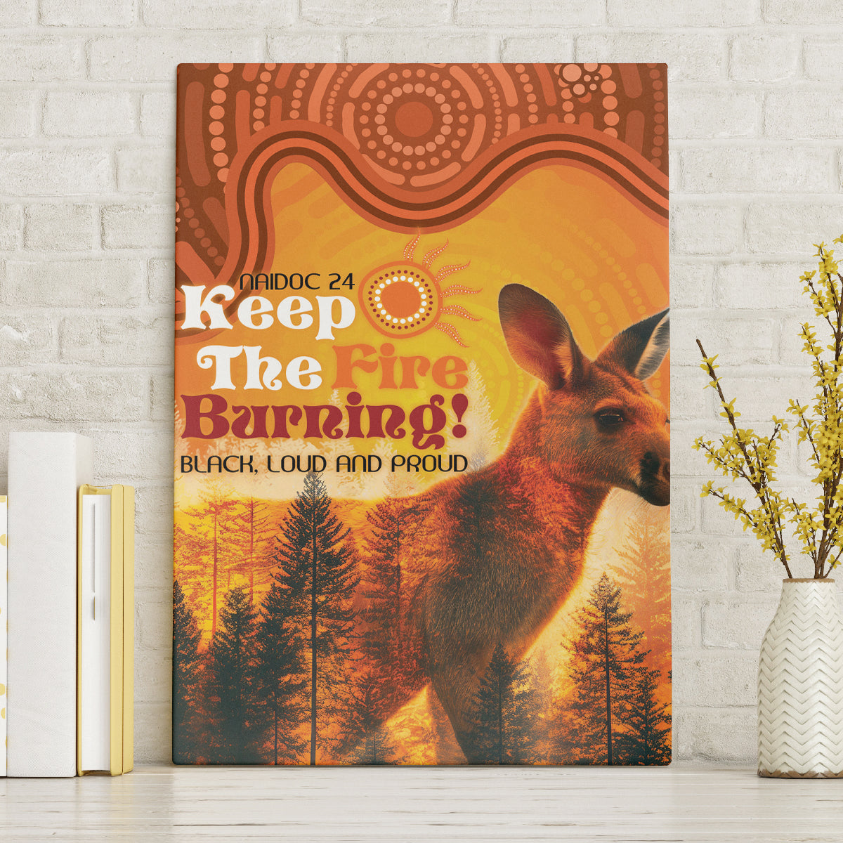 Australian Kangaroo Forests NAIDOC 2024 Canvas Wall Art Aboriginal Art Style