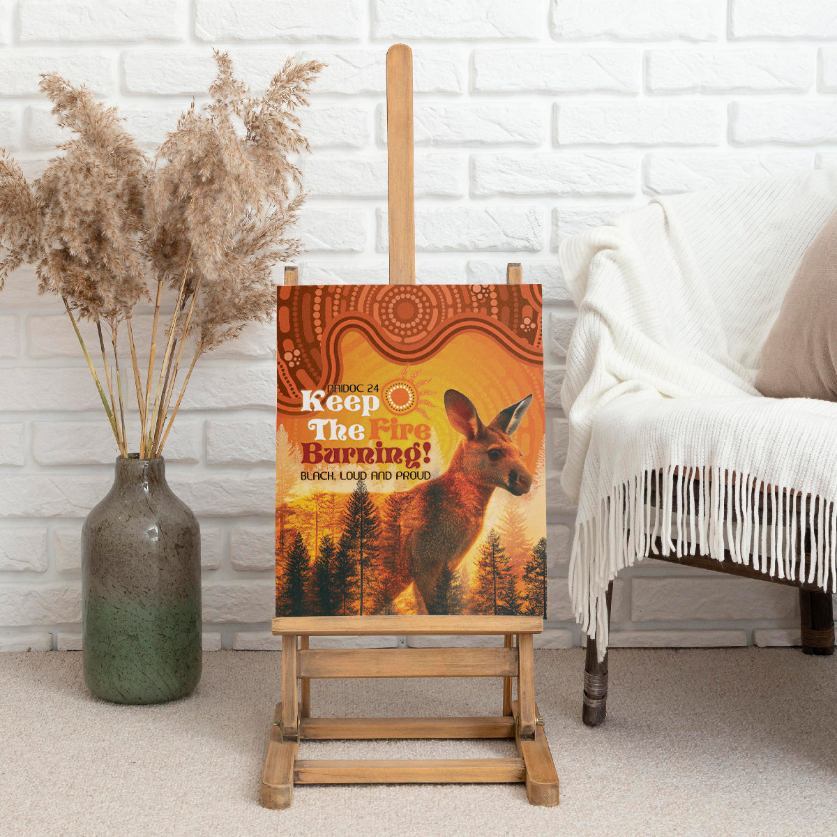 Australian Kangaroo Forests NAIDOC 2024 Canvas Wall Art Aboriginal Art Style