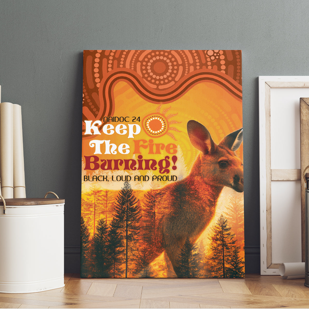 Australian Kangaroo Forests NAIDOC 2024 Canvas Wall Art Aboriginal Art Style