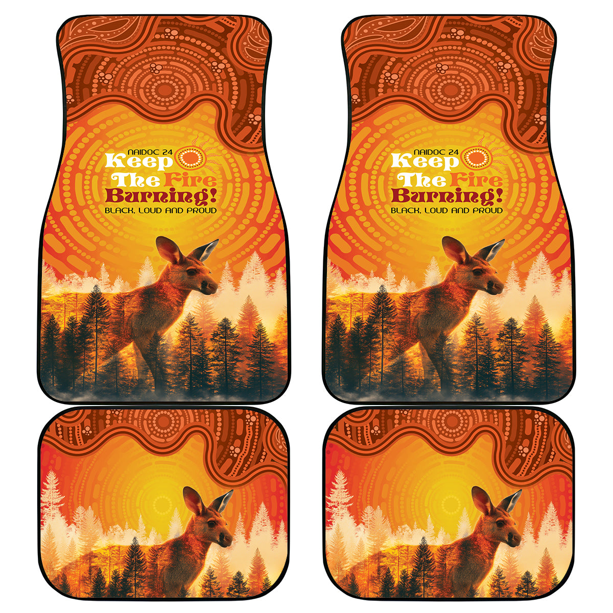 Australian Kangaroo Forests NAIDOC 2024 Car Mats Aboriginal Art Style