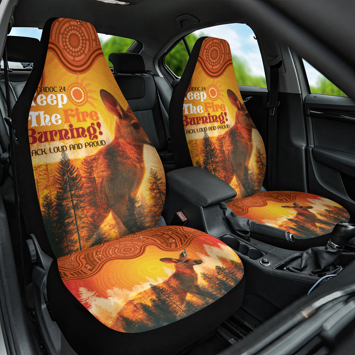 Australian Kangaroo Forests NAIDOC 2024 Car Seat Cover Aboriginal Art Style