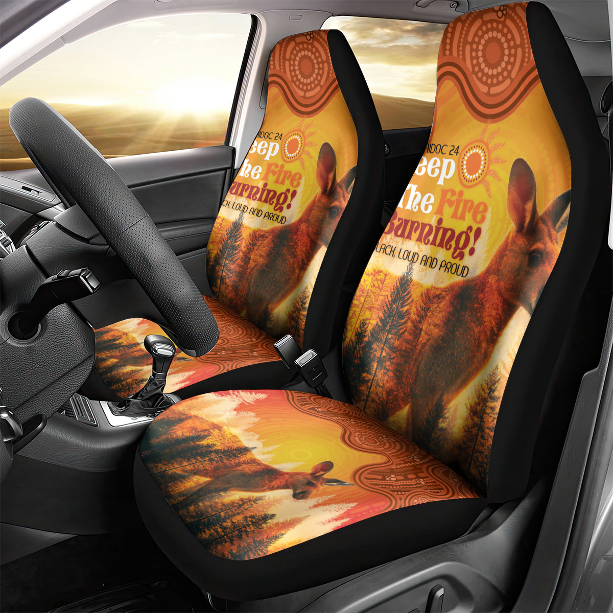 Australian Kangaroo Forests NAIDOC 2024 Car Seat Cover Aboriginal Art Style
