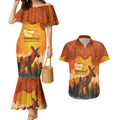 Australian Kangaroo Forests NAIDOC 2024 Couples Matching Mermaid Dress and Hawaiian Shirt Aboriginal Art Style