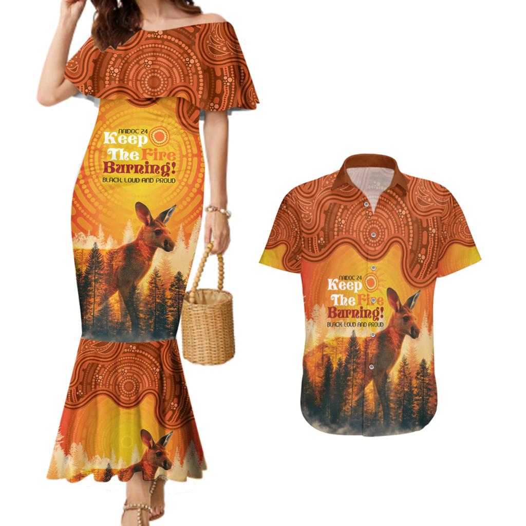 Australian Kangaroo Forests NAIDOC 2024 Couples Matching Mermaid Dress and Hawaiian Shirt Aboriginal Art Style