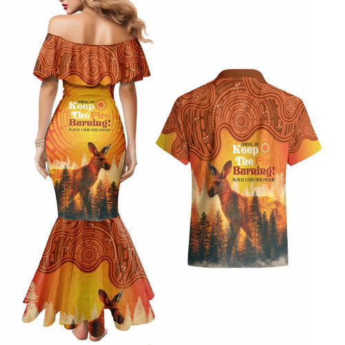 Australian Kangaroo Forests NAIDOC 2024 Couples Matching Mermaid Dress and Hawaiian Shirt Aboriginal Art Style