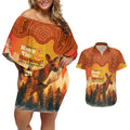 Australian Kangaroo Forests NAIDOC 2024 Couples Matching Off Shoulder Short Dress and Hawaiian Shirt Aboriginal Art Style