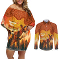 Australian Kangaroo Forests NAIDOC 2024 Couples Matching Off Shoulder Short Dress and Long Sleeve Button Shirt Aboriginal Art Style