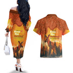 Australian Kangaroo Forests NAIDOC 2024 Couples Matching Off The Shoulder Long Sleeve Dress and Hawaiian Shirt Aboriginal Art Style
