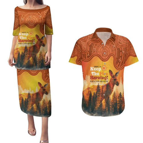 Australian Kangaroo Forests NAIDOC 2024 Couples Matching Puletasi and Hawaiian Shirt Aboriginal Art Style