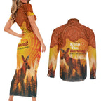 Australian Kangaroo Forests NAIDOC 2024 Couples Matching Short Sleeve Bodycon Dress and Long Sleeve Button Shirt Aboriginal Art Style