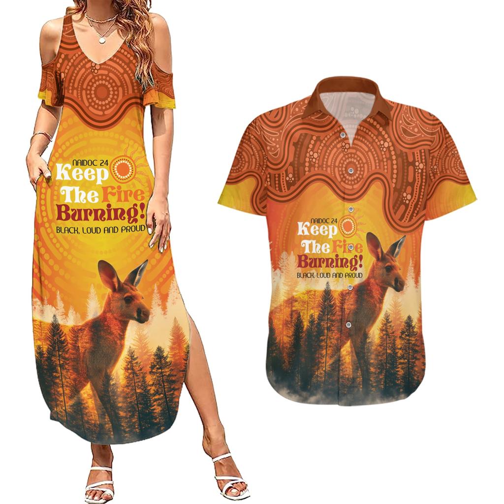 Australian Kangaroo Forests NAIDOC 2024 Couples Matching Summer Maxi Dress and Hawaiian Shirt Aboriginal Art Style