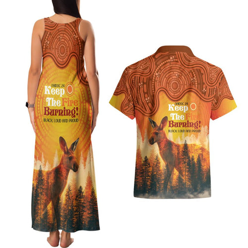 Australian Kangaroo Forests NAIDOC 2024 Couples Matching Tank Maxi Dress and Hawaiian Shirt Aboriginal Art Style