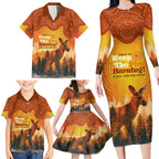 Australian Kangaroo Forests NAIDOC 2024 Family Matching Long Sleeve Bodycon Dress and Hawaiian Shirt Aboriginal Art Style