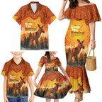 Australian Kangaroo Forests NAIDOC 2024 Family Matching Mermaid Dress and Hawaiian Shirt Aboriginal Art Style