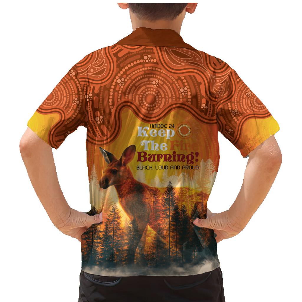 Australian Kangaroo Forests NAIDOC 2024 Family Matching Mermaid Dress and Hawaiian Shirt Aboriginal Art Style