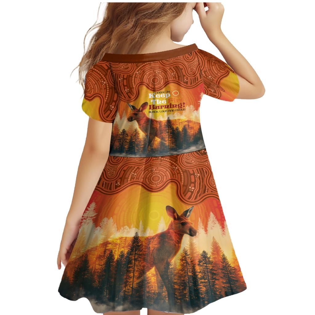 Australian Kangaroo Forests NAIDOC 2024 Family Matching Mermaid Dress and Hawaiian Shirt Aboriginal Art Style
