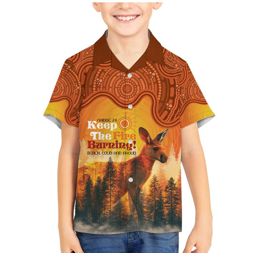 Australian Kangaroo Forests NAIDOC 2024 Family Matching Mermaid Dress and Hawaiian Shirt Aboriginal Art Style