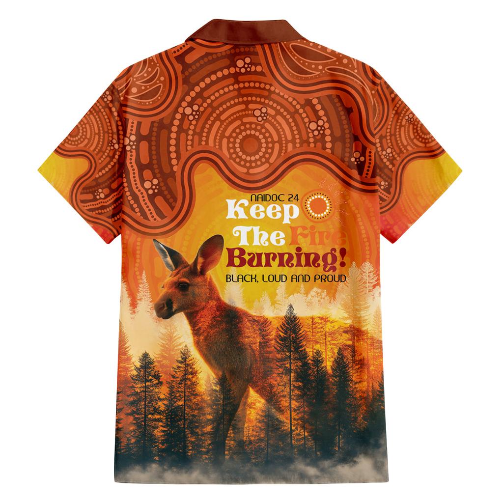 Australian Kangaroo Forests NAIDOC 2024 Family Matching Off The Shoulder Long Sleeve Dress and Hawaiian Shirt Aboriginal Art Style